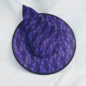 Purple Adult Witch Hat with Black Lace